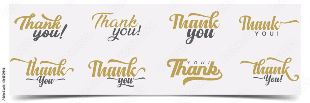 Thank you typography. Thank you text or lettering. Script and
