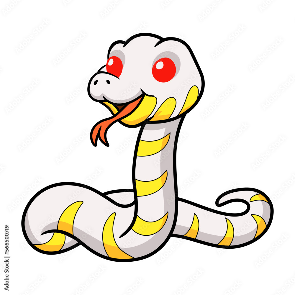 Fototapeta premium Cute albino mangrove snake cartoon