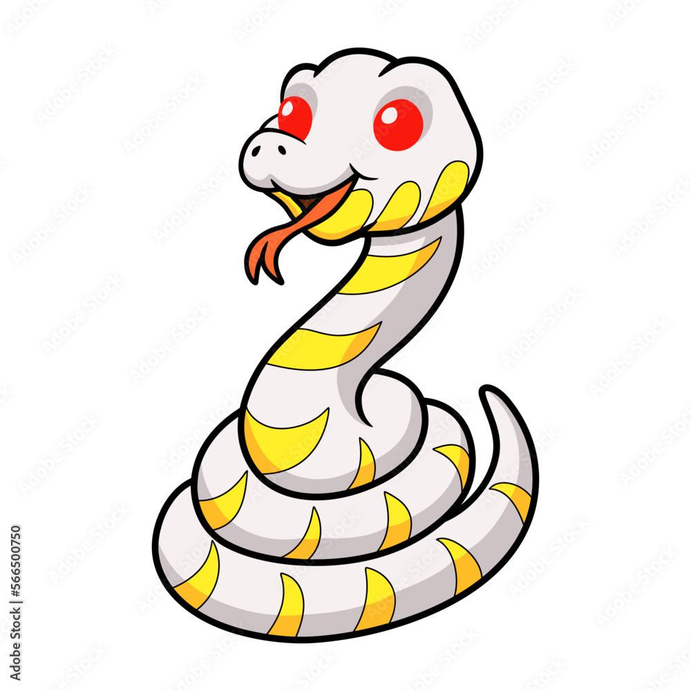 Fototapeta premium Cute albino mangrove snake cartoon