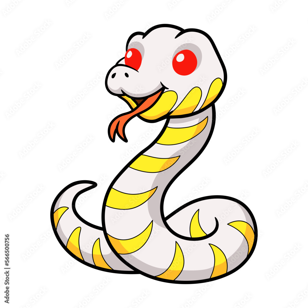 Fototapeta premium Cute albino mangrove snake cartoon
