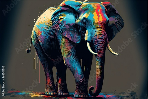 Elephant colorful pop-art, Generative AI