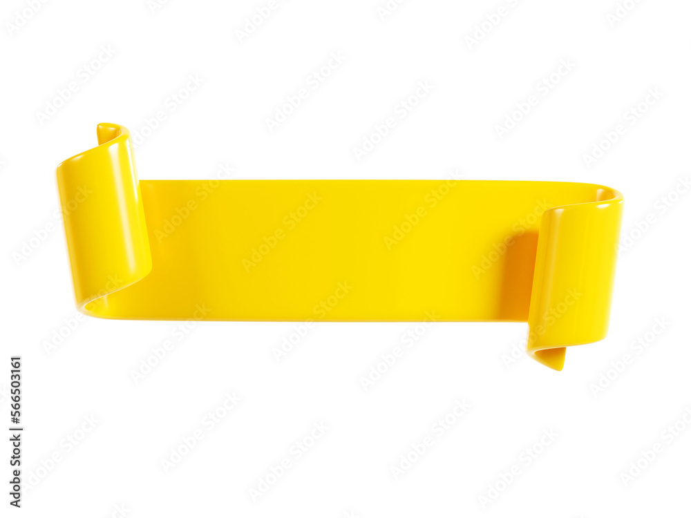 Ribbon text banner 3d render - yellow glossy rolled double tape for sale or promotion message. Ribbon text banner 3d render - yellow glossy rolled double tape for sale or promotion message.