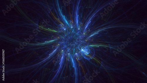 3D rendering abstract blue fractal light background