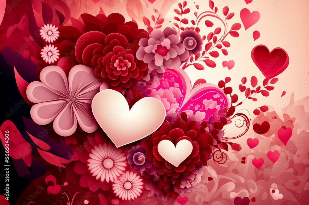 Valentine's day. Hearts and flowers. Valentine's day. Hearts and flowers.