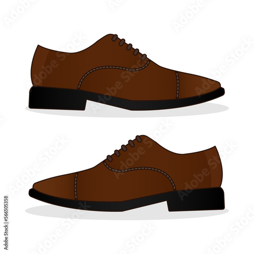 Man Leather Shoes. Pantofel brown shoes vector. On white background.