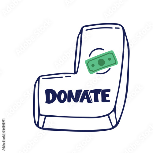 black hand push on donate button. flat style trend modern simple logotype graphic art design isolated on white background. concept of beneficence sign or financial sponsorship for human rights
