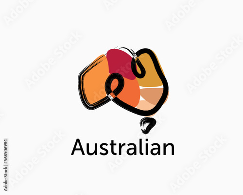 map australian map drawn art logo symbol design template illustration