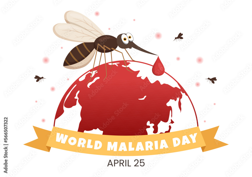 World Malaria Day on April 25 Illustration with Earth Protected from Mosquitoes in Flat Cartoon Hand Drawn for Web Banner or Landing Page Templates World Malaria Day on April 25 Illustration with Earth Protected from Mosquitoes in Flat Cartoon Hand Drawn for Web Banner or Landing Page Templates