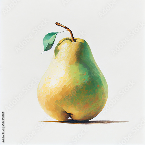 Cartoon pear on a blank background. generative ai