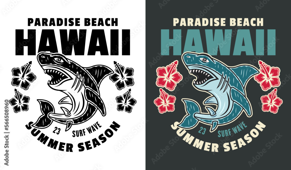 Photography Poster Hawaii surfing paradise beach vector vintage