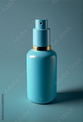 blue perfume bottle mockup    generative ai  isolated pink 3d bottle  makeup  liquid with pump for clean  dispenser  gel  skin