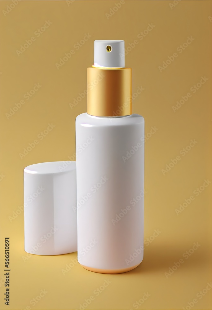 white cosmetic container, generative ai, isolated 3d bottle, makeup container, liquid, clean, dispenser, gel, skin