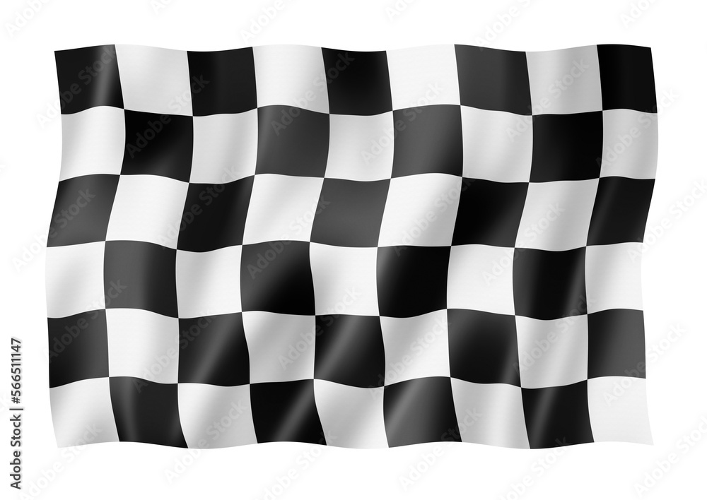 Fototapeta premium Auto racing finish checkered flag isolated on white