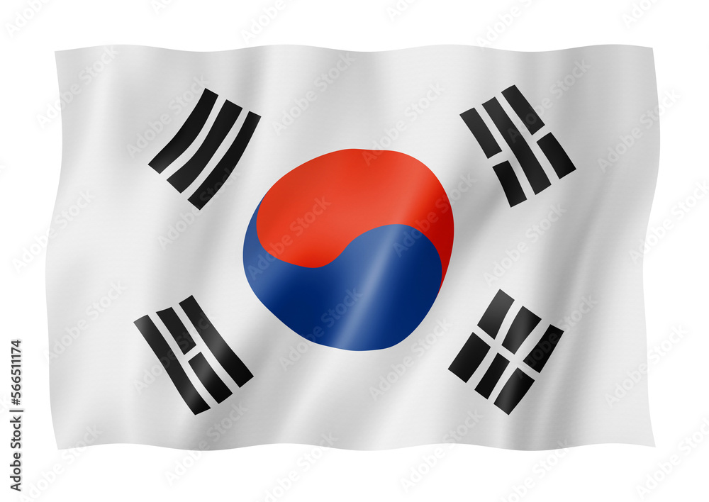 South Korean flag isolated on white - obrazy, fototapety, plakaty 