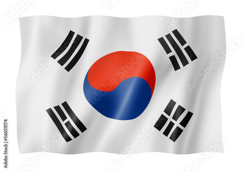 Fotografi South Korean flag isolated on white