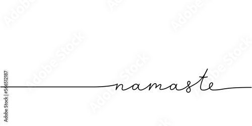 Namaste word - continuous one line with word. Minimalistic drawing of phrase illustration.