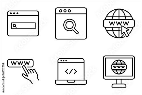 Browser window set icons. vector illustration on white background