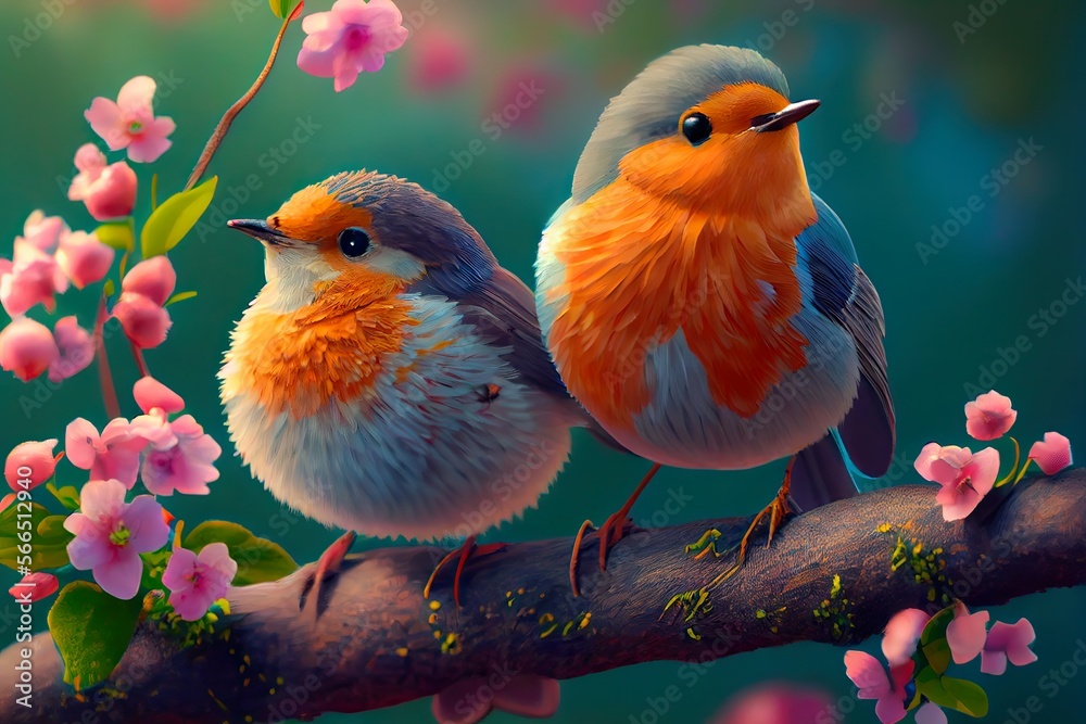 Obraz premium Spring is coming, happy birds