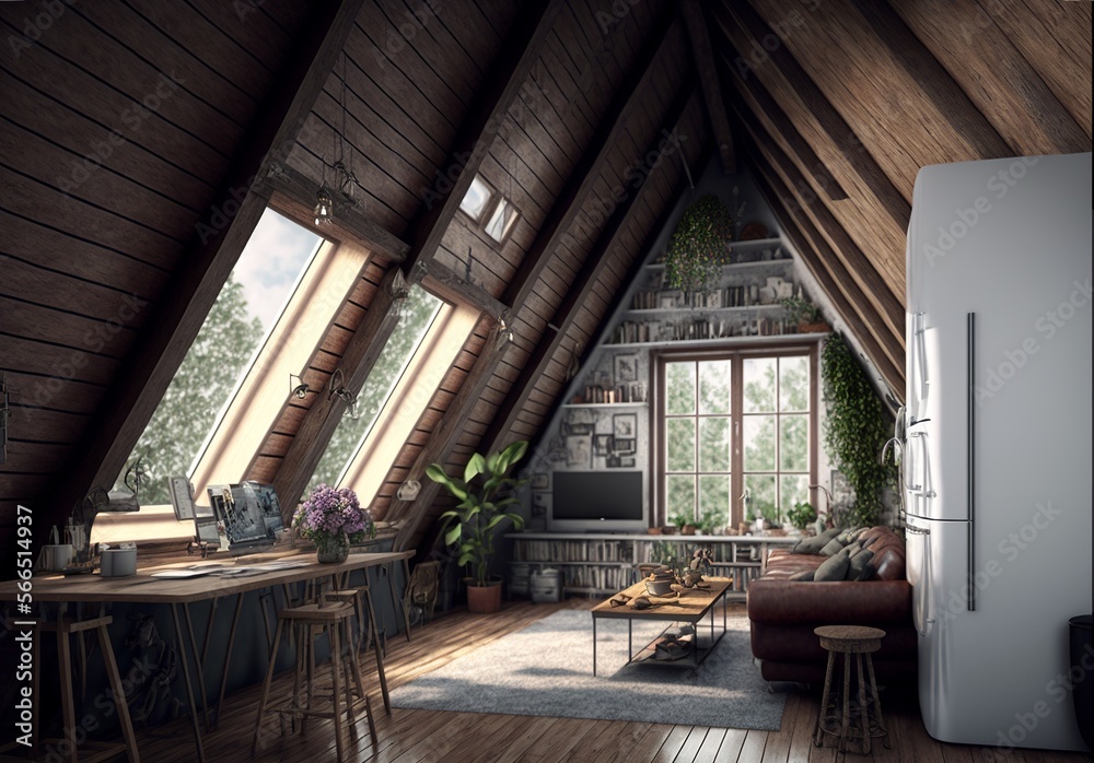 Picture of A Scandinavian Penthouse Apartment with Slanted Ceilings