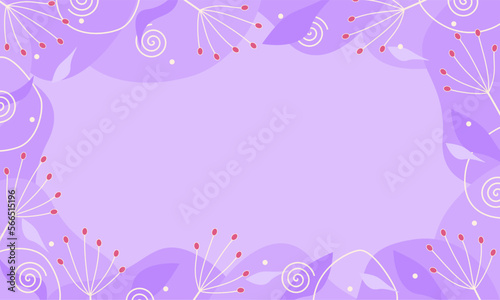 Abstract organic shapes purple background background. Hand drawn leaf and flower background with copy spaces. Good for wallpaper  banner and office presentation template.