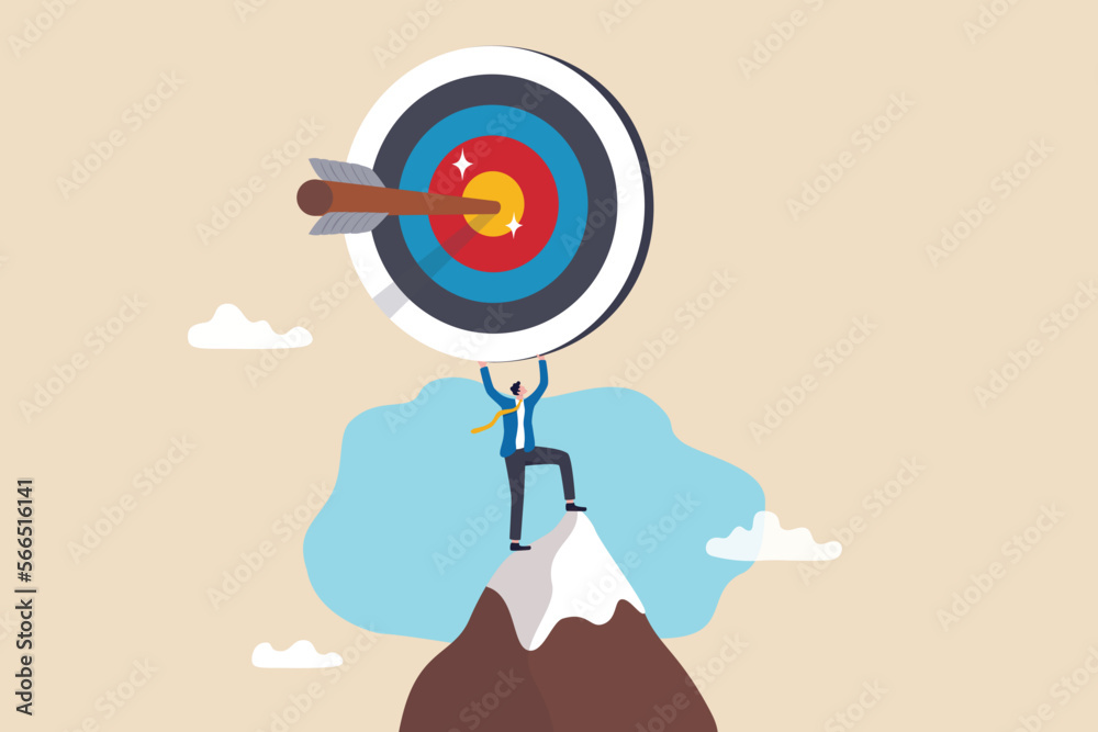 Business target, aiming high goal, objective or purpose, skill or