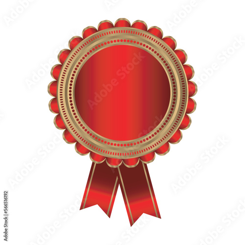 Blank award template - rosette with golden and red medal.