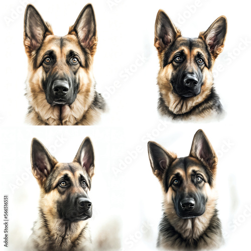 Deutscher Schäferhund-Zeichnungen Icon Set – Generative AI © Sascha