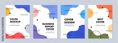 Set of abstract geometric memphis templates. Universal cover Designs for Annual Report, Brochures, Flyers, Presentations, Leaflet, Magazine.