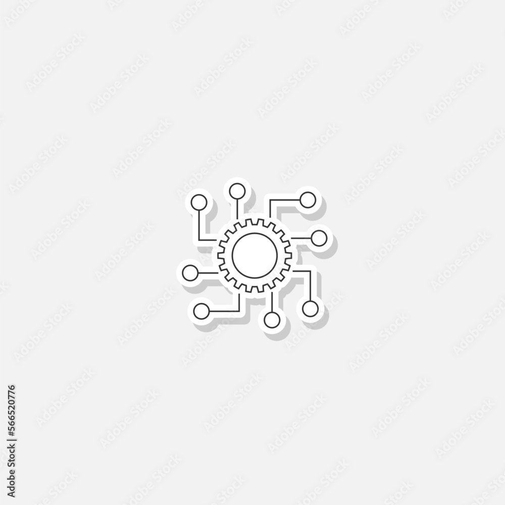 Function settings icon. Automated system symbol sticker isolated on gray background