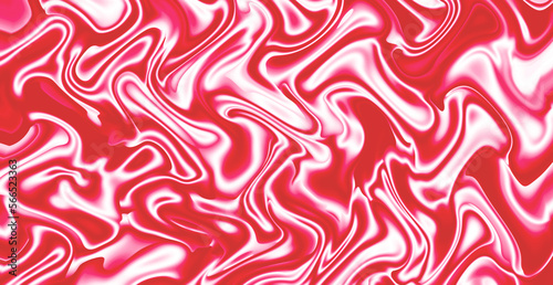 Illustration of gradient red and white 3D wavy satin fabric artistic texture