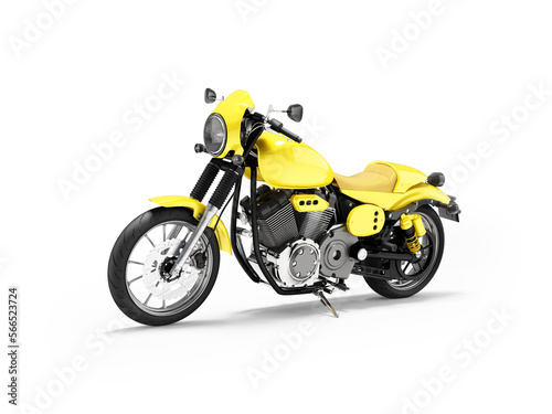 3d illustration of yellow sports motorcycle for tourist trip on white background with shadow © Oleh