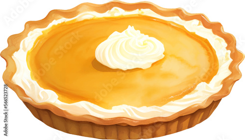 Pumpkin with Cream Isolated Hand Drawn Painting Illustration