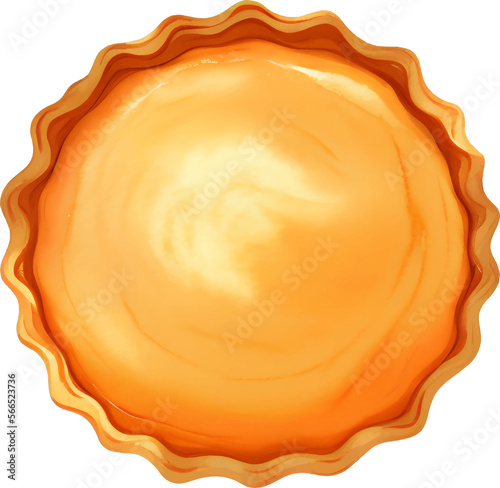 Pumpkin Pie Top View Isolated Hand Drawn Painting Illustration