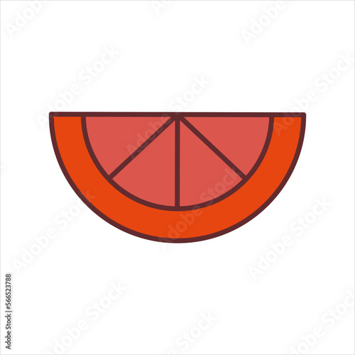 Funky, hipster sticker of orange in groovy style