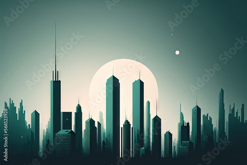 City Silhouette  Cityscape  Urban Landscape Drawing Imitation  Abstract Generative AI Illustration