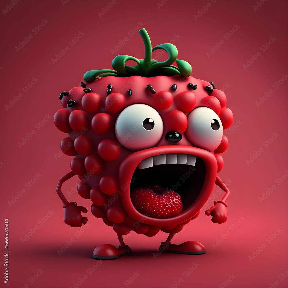 Fototapeta premium A cartoon raspberry character