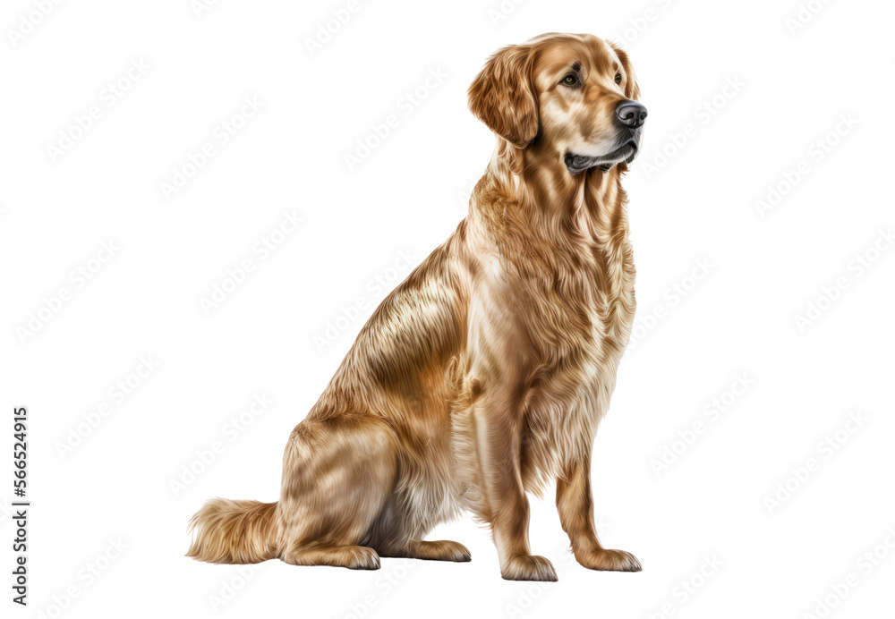 Golden retriever dog isolated on white, generative ai, png Golden retriever dog isolated on white, generative ai, png