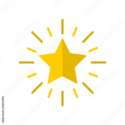 Golden yellow shining stars with sparkle light ray boho on white background icon drawing doodle flat vector design.