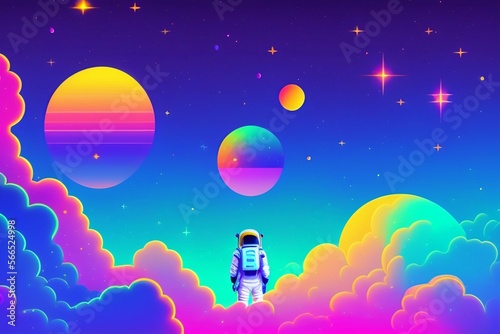 astronaut in the night vector illustration generative AI