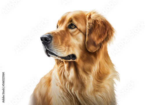 Golden retriever dog isolated on white, generative ai, png