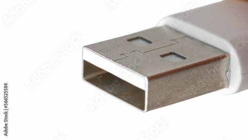 Close Up USB Cable On white Background 