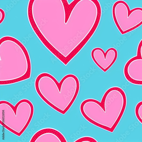 Big cartoon style hearts, seamless hearts pattern, tileable Valentine texture asset, part of Hearts_Textures_Collection, Generative AI
