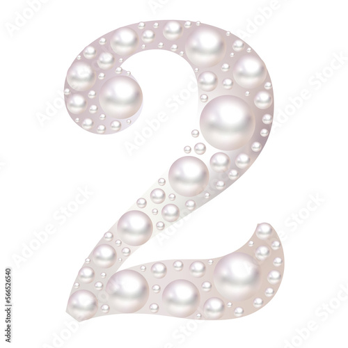 number two made of pearl