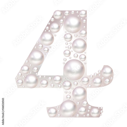 number four made of pearl