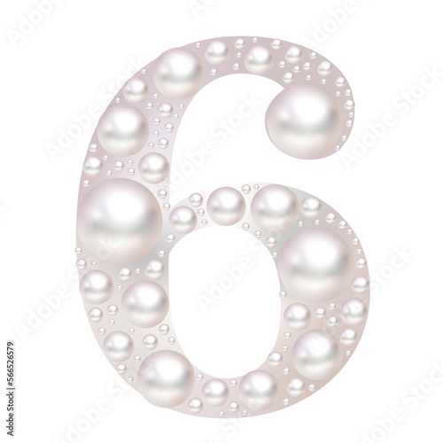 number six made of pearl