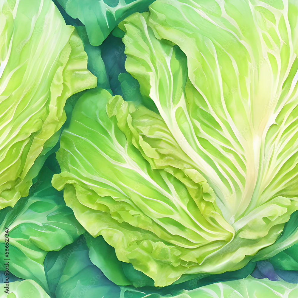 Fototapeta premium Lettuce, seamless pattern, tileable vegetables texture for backgrounds or large prints, part of Seamless Food Collection, Generative AI