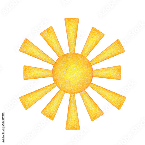 Decorative yellow orange sun, hand painted