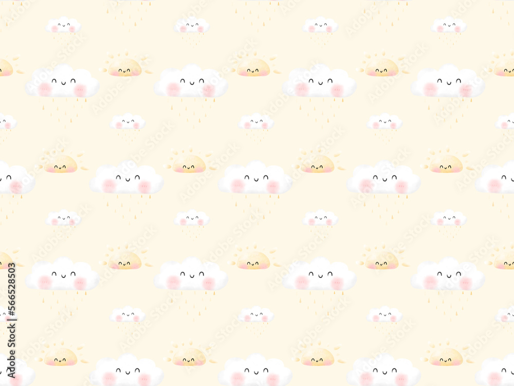 cute cloud and sun seamless pattern background cute cloud and sun seamless pattern background