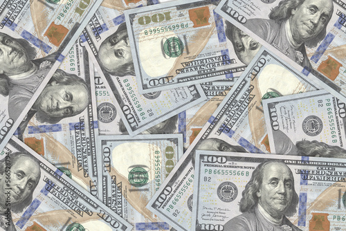 US currency. US dollars. Macro view of USA paper money. Close-up USA money. USA baknotes background