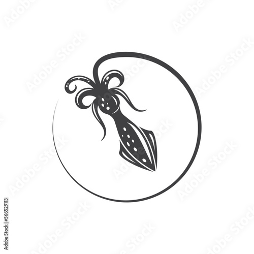 circle black sea cuttlefish icon vector element design template